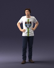 teenager in tiger shirt 0303 3d print ready model woman 3dexport scan polygon 3dprint human male realistic posed character people miniatures man child style success fashion beauty 3d print model - Mito3D