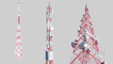 telecommunication tower cell telecommunications phone broadcast communications cellular antenna industrial factory power plant cable radio 5g 4g 3g architectural engineering 3d print model - Mito3D