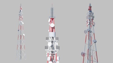 telecommunication tower 3d model in environment 3dexport antenna engineering radio architectural industrial cell telecommunications phone broadcast communications cellular factory power plant cable 5g 4g 3g lowpoly 3d print model - Mito3D