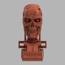 terminador t 800 genisys cráneo busto v2 3d impresión modelo in sci fi 3dexport skynet cyborg máquina robot robótico cabeza 3d print model - Mito3D