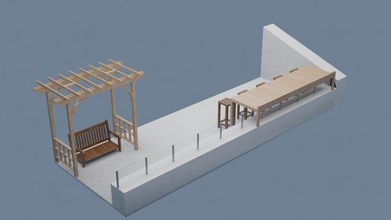teras çatı mimari merdiven sundurma çağdaş Odun aile açık havada hikaye banliyö şehir merkezi gökyüzü adım illüstrasyon yerleşik ev salon oda iç 3d print model - Mito3D