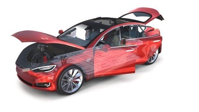 tesla modelo s 2016 rojo interior chasis 3d in limusina 3dexport iii licuadora obj dae fbx eléctrico coche vehiculo cargador batería vehículo sedán suv awd p100d p90d 3d print model - Mito3D