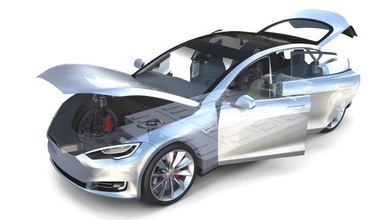 tesla modèle 2016 argent intérieur châssis iii rendre mixeur obj dae fbx électrique voiture chargeur batterie véhicule sedan SUV awd p100d 3d print model - Mito3D