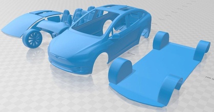 tesla modelo x 2017 imprimível carro 3d impressão in automotivo 3dexport fenda escalextrico tamiya rc miniz passatempo micro 3d print model - Mito3D