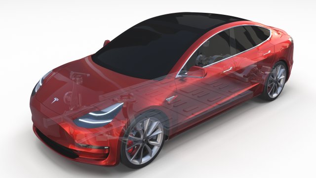 tesla model 3 şasi kırmızı 3d in konsept 3dexport roadster elektrik elon misk sedan spor iii fren motor vermek blender döngüleri suv paketlemek sıralanmak 3D print model - Mito3D