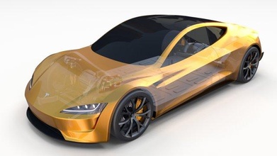 tesla roadster yellow chassis 3d model in concept 3dexport electric elon musk sedan sport three iii brake motor engine render blender cycles suv pack 3d print model - Mito3D