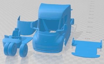 tesla semi 3axis lr 2018 imprimable camion fente scalextric tamiya rc miniz loisir micro 3d print model - Mito3D