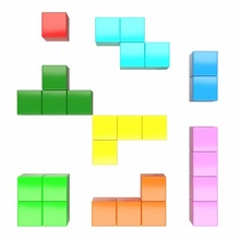 tetris bricks set game video block brick play shape style cube mosaic graphic square puzzle geometric fun building construction tile vintage 3d print model - Mito3D