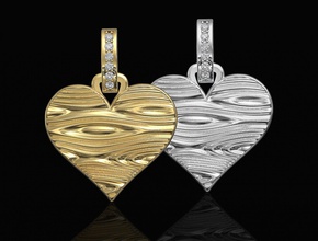textured heart pendant 3d print model in pendants 3dexport printable stl gold silver platinum sterling gemstones fashion brilliant women modern love valentine jewellry 3d print model - Mito3D