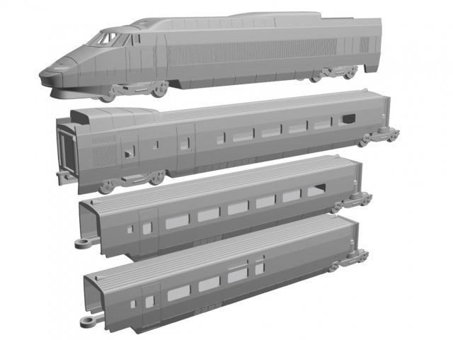 tgv sud-est h0 scale railway railroad train locomotive wagon scalemodel 3D print model - Mito3D