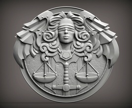 temalar tanrıça of adalet bas relief 3d yazdır model in heykel 3dexport hanım denge yasa rahatlama terazi avukat madalya mühür sanat sembol 3d print model - Mito3D