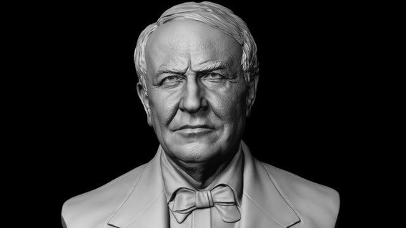 Thomas Edison heykel alva mimari tasarım Amerikan mucit işadamı Tesla Nicolas Elon maske Henry 3d 3dprint yazdırılabilir büst adam 3dprinting minyatürler 3d print model - Mito3D