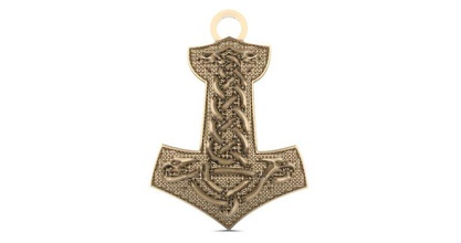 thor hammer 3 3d print model in pendants 3dexport pendant keychain keyring viking celtic medieval jewelry 3d print model - Mito3D