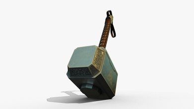 thor hammer mjolnir poly 3d model in special effects 3dexport lowpoly uvs maya vray obj fbx textured texture material 3d print model - Mito3D