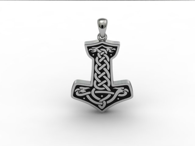 thor hammer pendant 3d print model in pendants 3dexport axe celtic god gold hummer jewell jewellery jewelry keltic lightning matrix necklace rings tor 3D print model - Mito3D