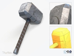 thor hammer poly pbr god greace mithology weapon thunder metal heavy hand dc marvel huge 3d print model - Mito3D
