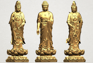 tre buddha moderna interni decorativo dettagliate fotorealistiche 3d di stampa pronto stampabile la casa arredamento il buddismo orient 3d print model - Mito3D