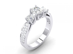 tre diamanti anello i oro di fidanzamento matrimonio gioielli 3d print model - Mito3D