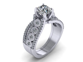 üç yuvarlak aşk nişan yüzüğü solitaire moda takı halhal bracelate elmas mücevherleri Safir beyaz altın sterling Gümüş yüzük vintag halo düğün parad kanal 3d print model - Mito3D
