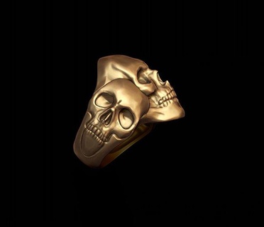 three skull ring rings biker bone jewel jewellery jewelry man men model obj ringskull skul woman women zbrush 3d print model - Mito3D