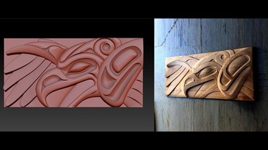 thunderbird carved panel wood carving art 3d style decor model relief cnc stl print router 3d print model - Mito3D