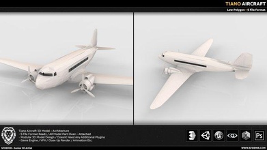 tiano plane aircraft 3dmodel sfdemir lowpolygon game asset 3d print model - Mito3D