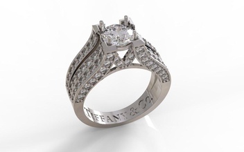 tiffany anneau de l'anneau ligne gem carré côté 3d print model - Mito3D