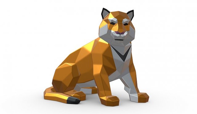 kaplan 3d yazdır model in hayvanlar 3dexport oturma kedi bengal amur panthera tıraş puma hayvanat bahçesi memeli 3dprinted 3dprinting sanat hediye yazdırmaya hazır düşük poli 3dprint hayvan 3d print model - Mito3D