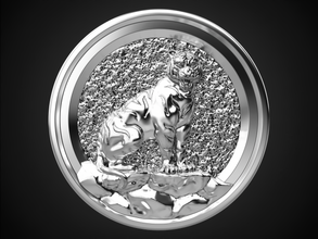 tiger coin 2022 3d print model in coins badges 3dexport wild lion zoo puma panther safari sculpture miniature year newyear symbol nature head jewelry 3dprint cnc 3d print model - Mito3D