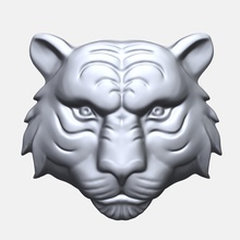 tiger face bas relief 3d print model in sculpture 3dexport head animal mammal predator feline cat cnc 3d-print printable carving stl obj zbrush 3d print model - Mito3D