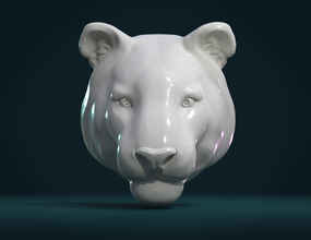 tiger head ii 3d print model in sculpture 3dexport cat carnivora mammal kitty mounted lion puma 3d print model - Mito3D