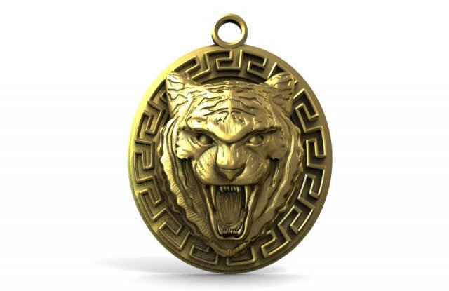 tigre pingente 3d impressão modelo in pingentes 3dexport felino leão animal joalheria jóia 3D print model - Mito3D