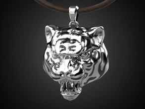 tiger pendant 2022 p7 3d print model in pendants 3dexport wild zoo head safari sculpture miniature year newyear symbol nature lion panthera jewelry 3dprint cnc jungle 3d print model - Mito3D