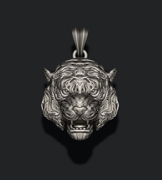 tiger pendant 3d print model in pendants 3dexport jewel jewellery jewelry nature printable silver amur cat mammal lioness leopard zoo cheetah puma wild tigress lion leo panthere 3D print model - Mito3D