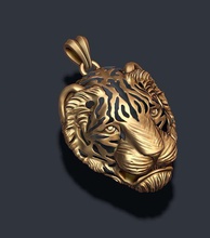 tiger pendant 3d print model in pendants 3dexport amur cat cheetah enamel jewel jewellery jewelry lioness mammal nature printable puma silver tigress wild zbrush 3d print model - Mito3D