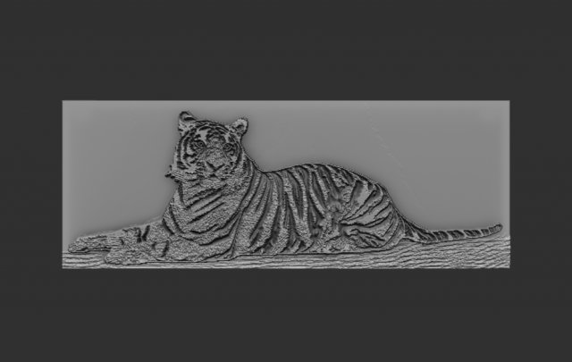 Tiger Linderung Reliefs Reliefmodell 3dprint Tier 3dprinted 3dprinting 3dprinter 3dtable 3dtableau 3D print model - Mito3D