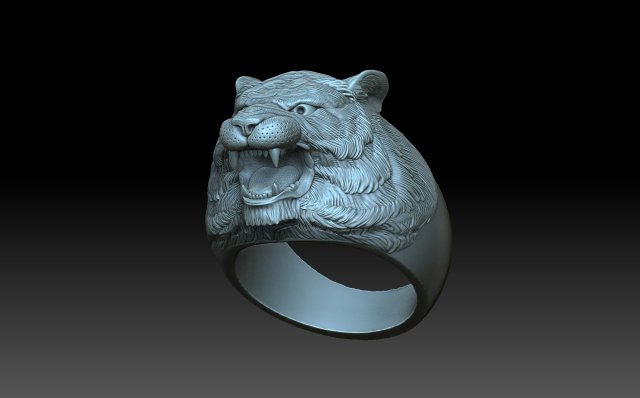 tiger ring 3d print model in rings 3dexport cat tigr tigress jewelry muzzle head tigris brindle bengal amur 3D print model - Mito3D