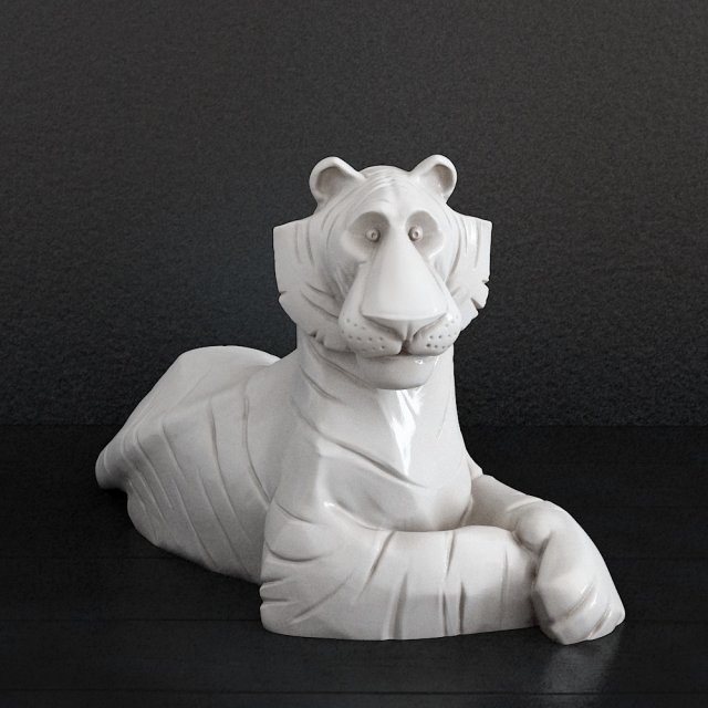 tiger skulptur 3d drucken modell 3dexport toon tiere löwe head kopf 3D print model - Mito3D