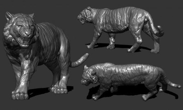 tiger statue grin roar wild lion sculpture art head decor printable miniatures pendants lioness medallion cnc relief 3d print model - Mito3D
