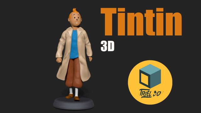 tintin 3d print model in man 3dexport herg snowy comic cartoon haddock triel3d trench coat 3D print model - Mito3D