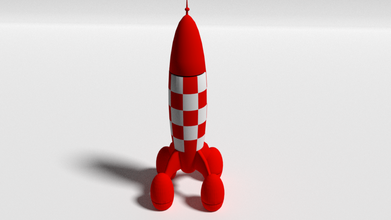 tim struppi rakete frei 3d drucken modell fahrzeug 3dexport comic 3d print model - Mito3D