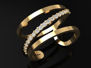tj 54 3d golden catier ring women gold 3dm stl lovely fasion jewelry diamond gem 3d print model - Mito3D
