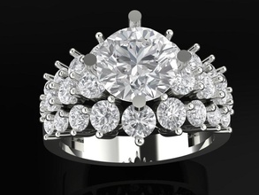 tj 65 ring diamond silver luxury wedding engagement 3d print model - Mito3D