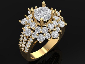 tj 74 engagement ring jewelry whitegold gold diamond 3d print model - Mito3D