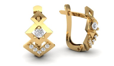 78 tj küpe elmas altın 3d print model - Mito3D