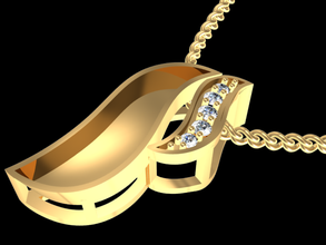 tjf 11 diamond gold pendant 3d print model - Mito3D