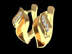 tjf 12 diamond gold Ohrring 3d print model - Mito3D