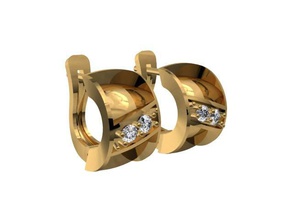 tjf 15 diamond gold earring 3d print model - Mito3D