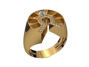 tjf 17 3d impresión modelo in anillos 3dexport diamante oro anillo 3d print model - Mito3D