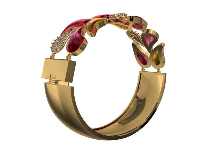 tjf 2 3d impresión modelo in esposas 3dexport diamante oro pulsera 3D print model - Mito3D